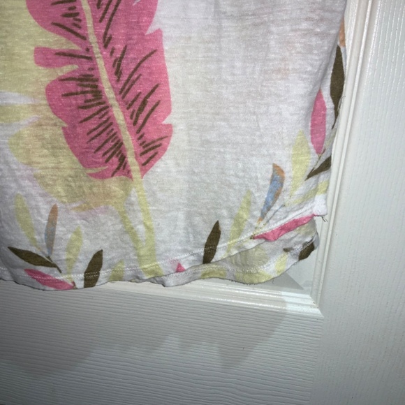 Cynthia Rowley Linen floral shirt Sz XL cap sleeves - Picture 2 of 6